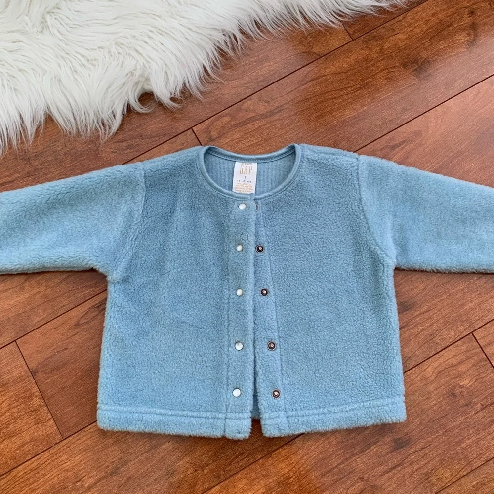 Vintage Baby Gap•Girl's Blue Snap Front Fleece Jacket 12-18 Months